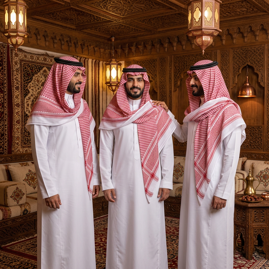 ثلاثة شماغات بنفس الجودة